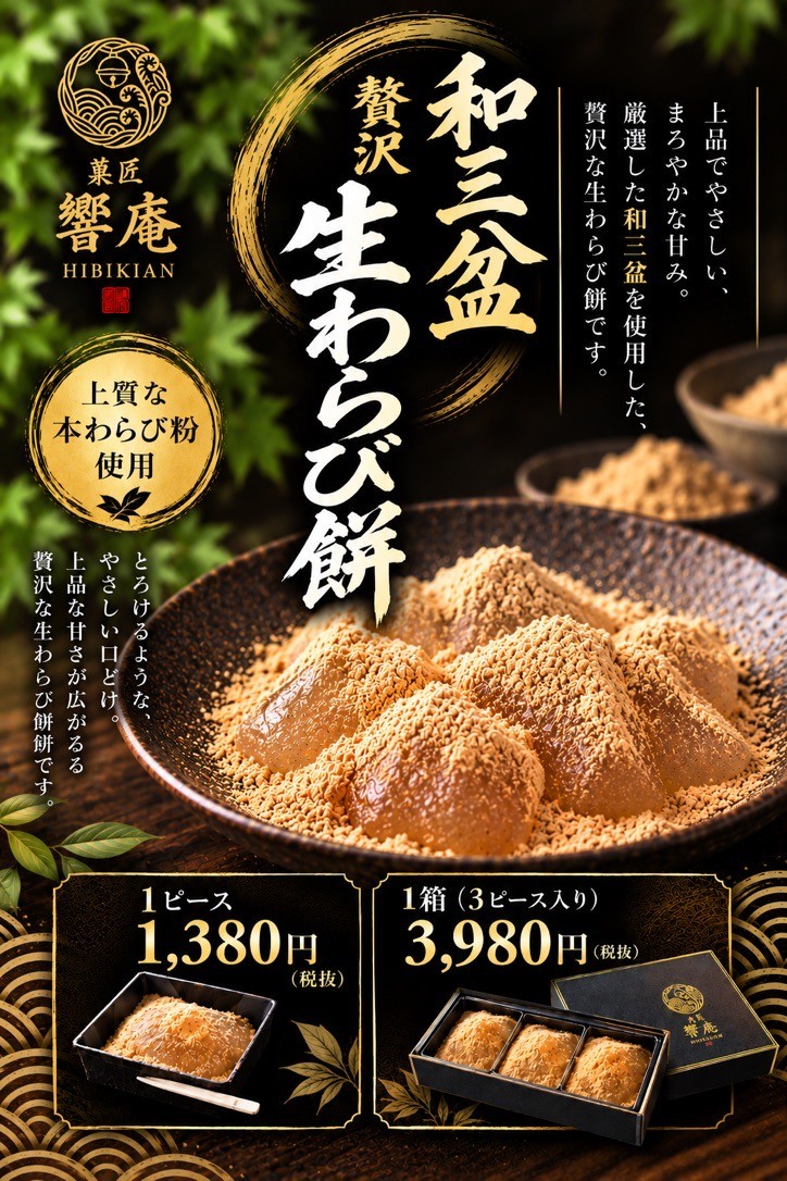 和三盆 贅沢生わらび餅 3ピースセット